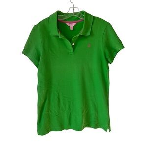 Lilly Pulitzer Women's Green Island Polo Short Sleeve Top 
Size Medium